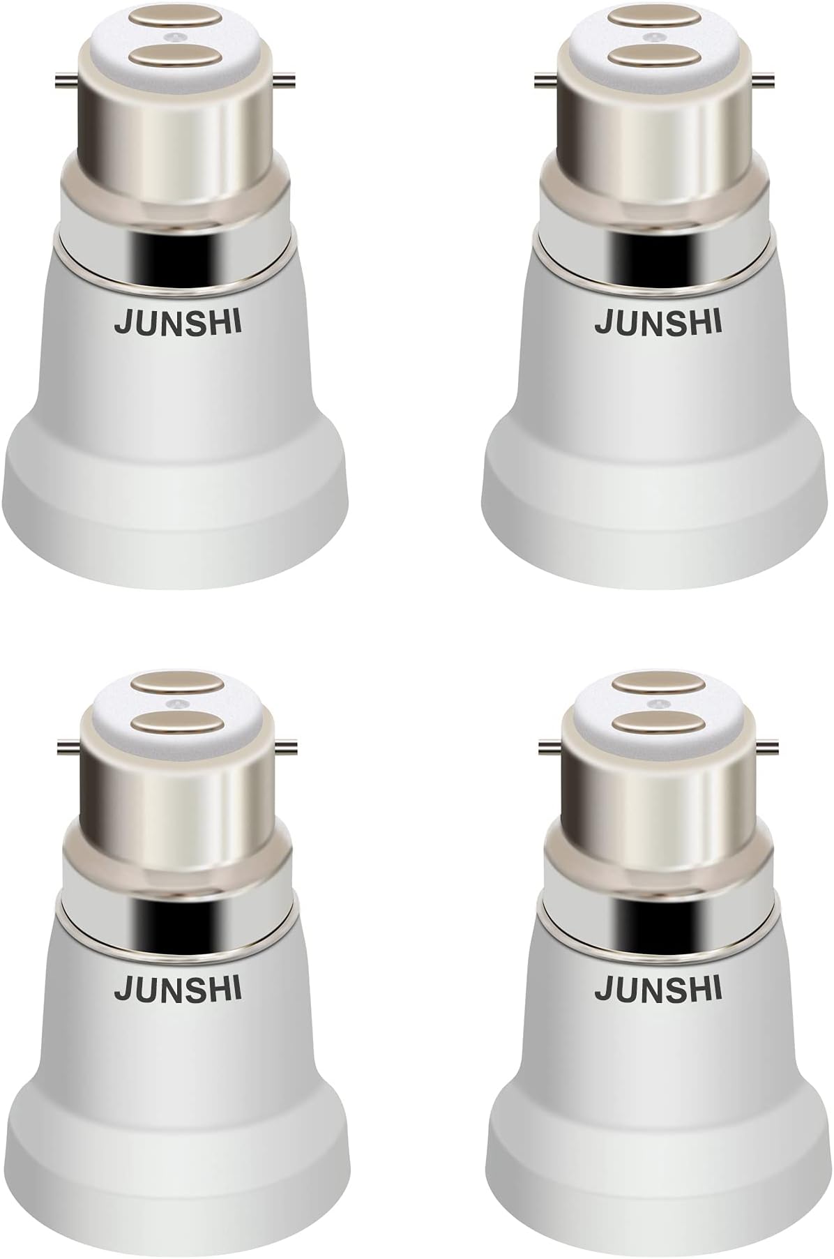 JUNSHI 4-Pack B22 to E27 Adapter Lamp Socket Converter Maximum Wattage 200W Heat Resistant up to 150℃ Fire Resistant Converts B22 Bayonet Fitting to E27 Edison Screw-in Socket