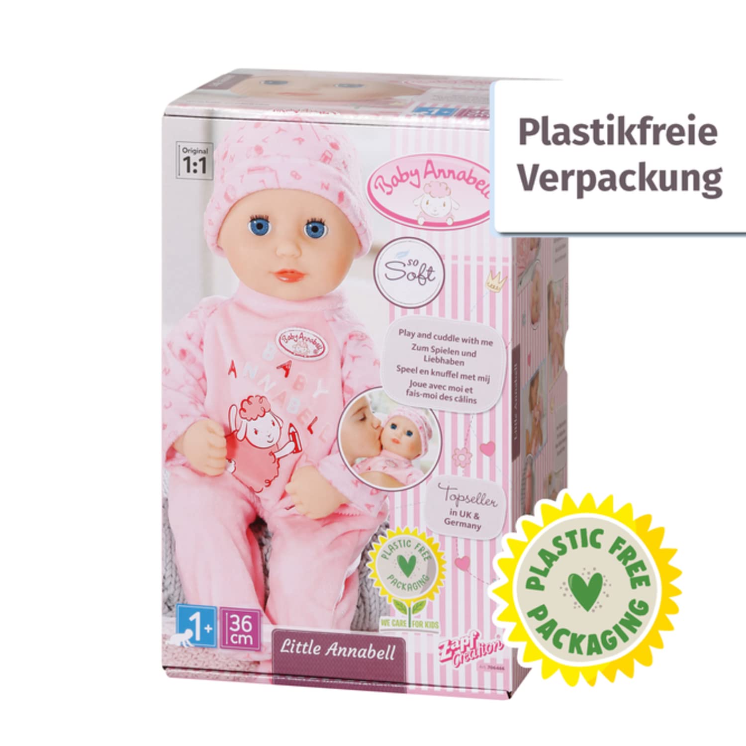Baby Annabell Little Annabell 36cm, weiche Puppe mit Stoffkörper und Schlafaugen, 36 cm große Puppe, 706466 Zapf Creation