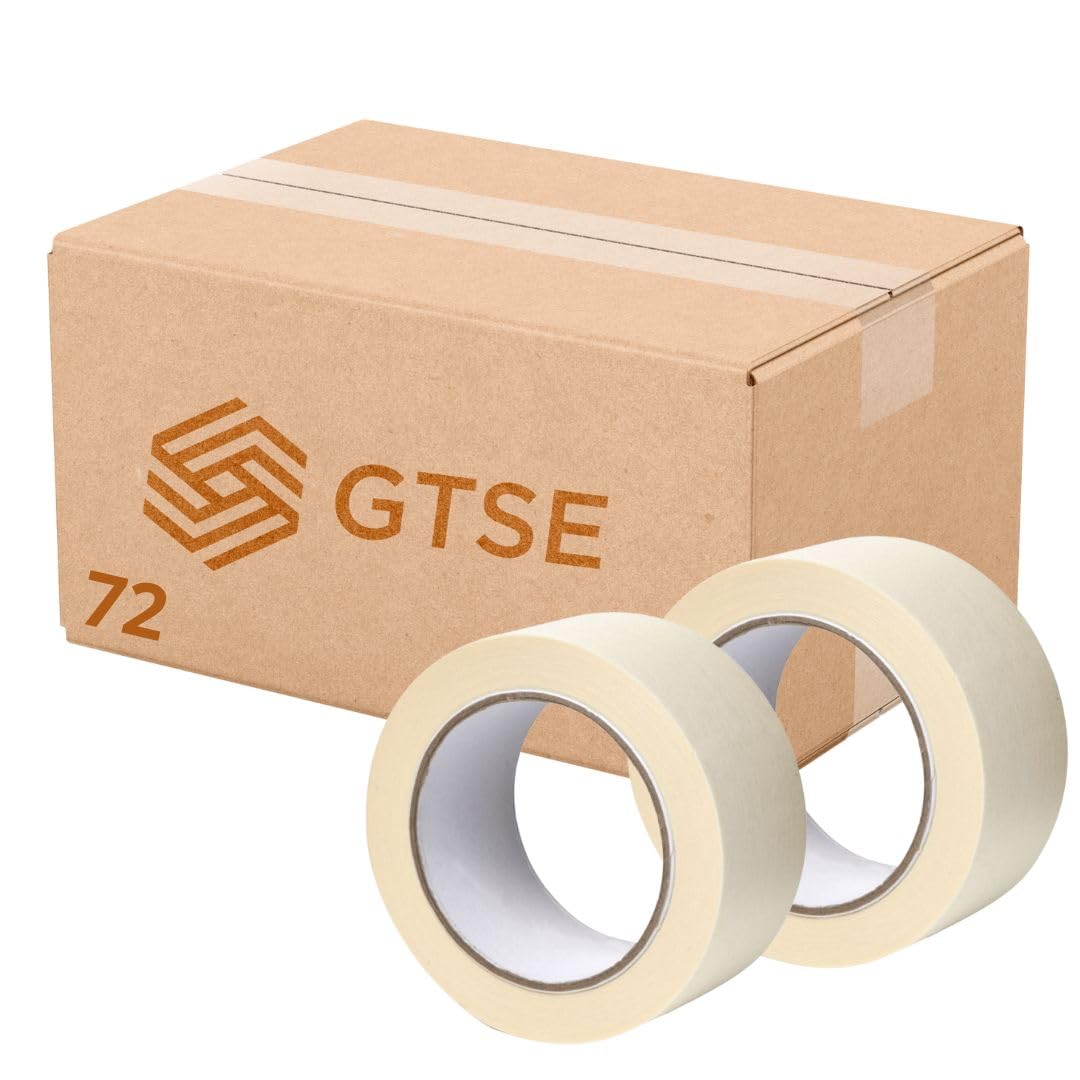 Gocableties Masking Tape, 50mm (2”) x 50m, Cream Painters Tape for Painting, Decorating and DIY, 72 Rolls