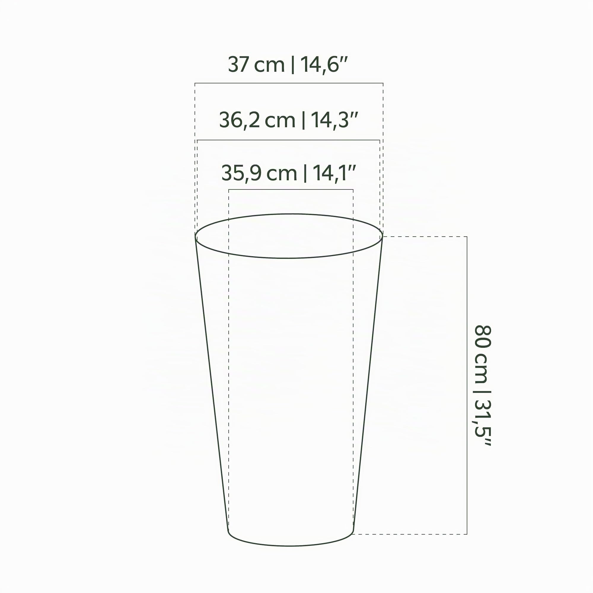 Artevasi Porto High Pot - Vaso Alto, Plastica, Antracite, Altezza 80 cm, Diametro 37 cm