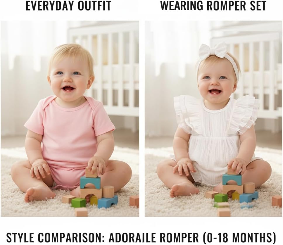 TITKKOP Ruffle Bubble Romper for Baby Girl | One-Piece Shorts Jumpsuit | Summer Outfit & Dress for Infants 0-18M