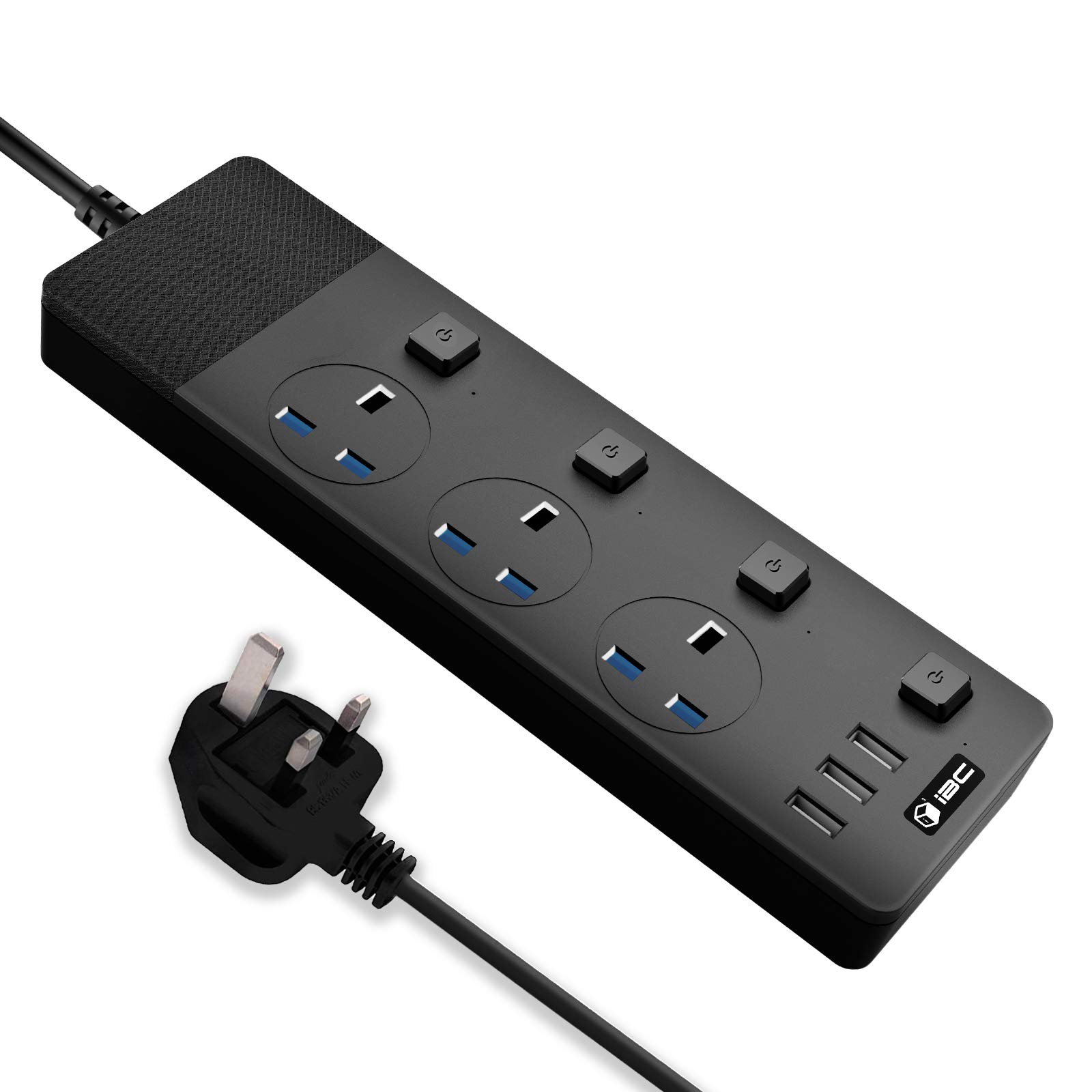 Buy iBlockCube Extension Lead 2M with 3 Way UK Outlets 3 USB Slots
