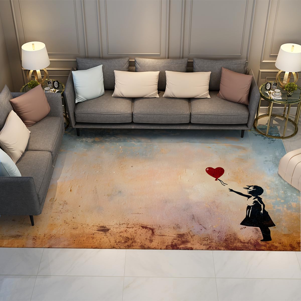 Tapis colorés abstraits Banksy 100x150cm pour salon moderne et design