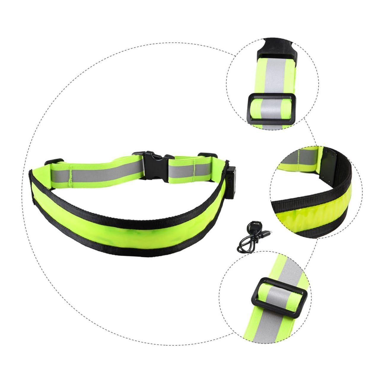 VANZACK Ceinture Lumineuse Bande élastique réglable Cyclisme réfléchissant Bracelet LED lumière LED Feux LED Ceinture réfléchissante Sangle réfléchissante réglable asb Green