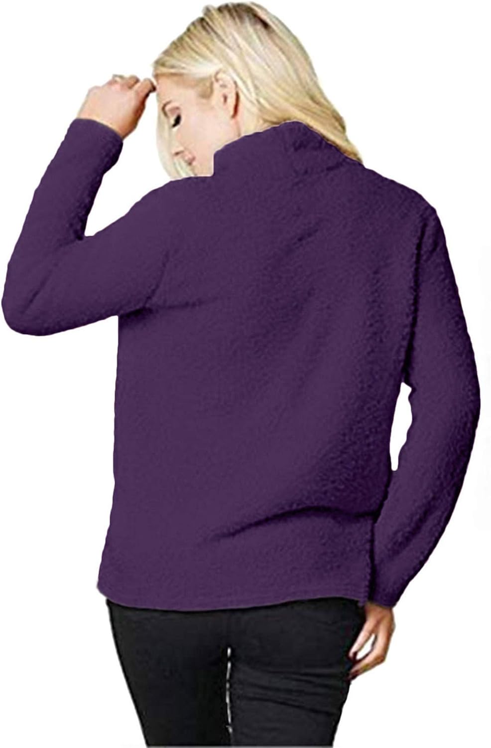 onlypuff Sherpa Pullover Hoodies for Women Fuzzy Sweatshirt Ladies Winter Warm Tops - Image 3