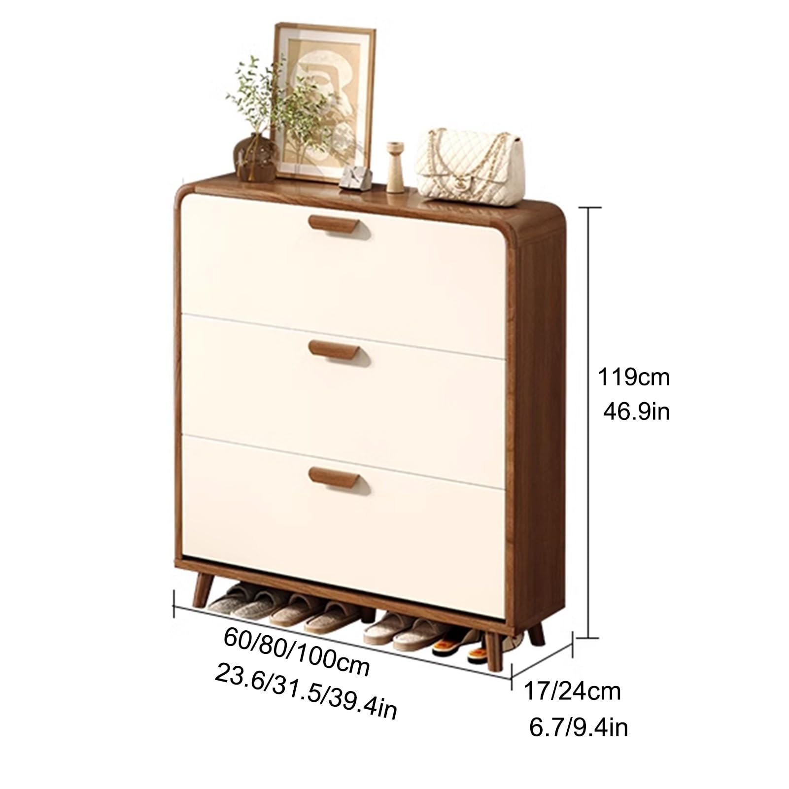 Schuhschrank Mit 3/6 Klappen, Multifunktional Schuhablage Schuhaufbewahrung, Schuhschränke für Flur Oder Eingangsbereich, für Flur, Wohnzimmer, Schlafzimmer(119x60x24cm/46.9x23.6x9.4in)