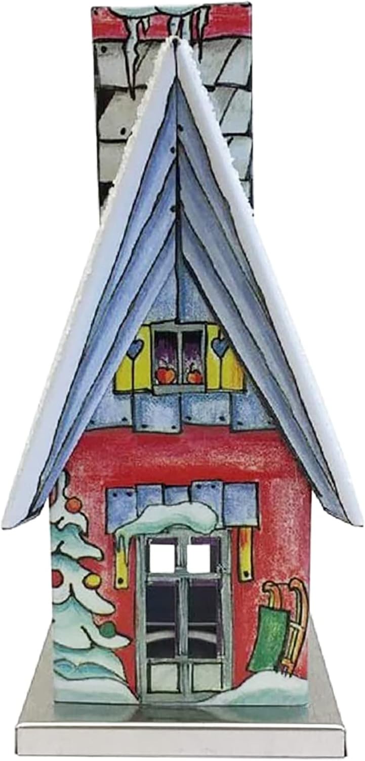 Knox Chalet House 2 x 4.5 Inch Metal Christmas Incense Smoker Figurine with Pine Incense Cones