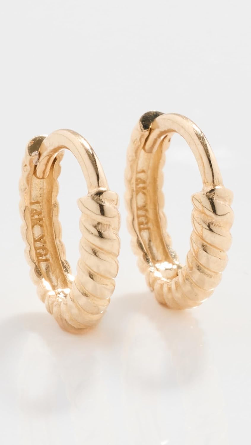 Women's 14k Twisted Petite Hoops, 14k Yellow Gold, One Size - Image 2