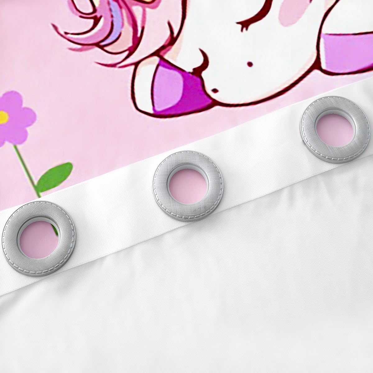 Manfei Rainbow Unicorn Kids Window Curtains,Colorful Balloons Love Heart Flowers Princess Window Drapes for Girls Women,Kawaii Animal Pink Window Treatments Grommet Top 2 Panel Set,42Wx63L inch