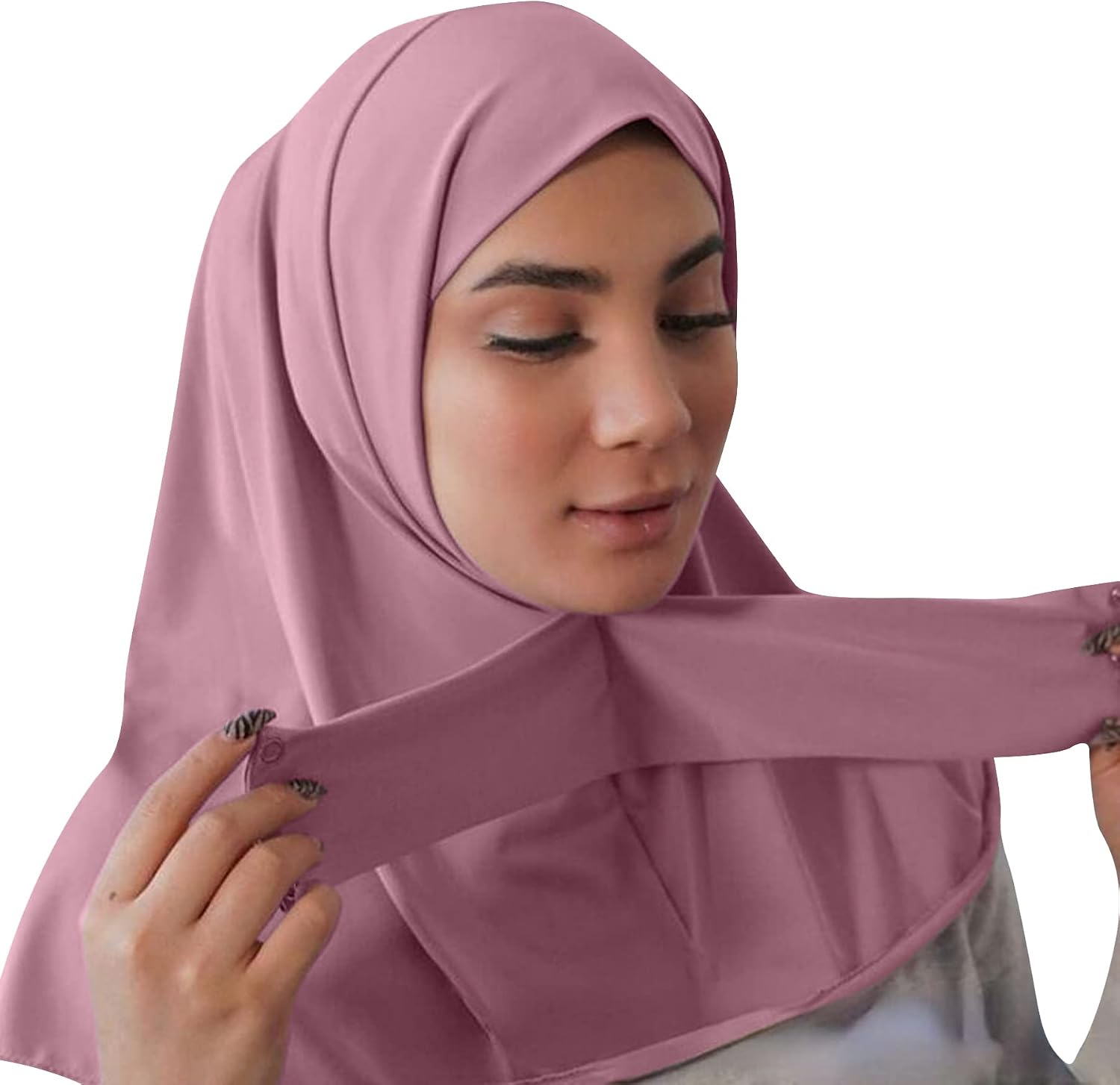 Instant Muslim Turban Hijab with Snaps for Women Cotton Headscarf Full Cover Bonnet Hat Islam Under Cap