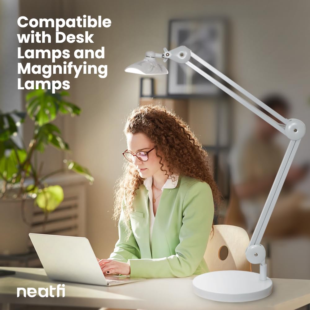 Neatfi Base lestée ronde de 25 cm de diamètre, 8,9 kg, compatible avec les lampes de bureau et les lampes grossissantes pour une utilisation à domicile et au bureau (blanc)