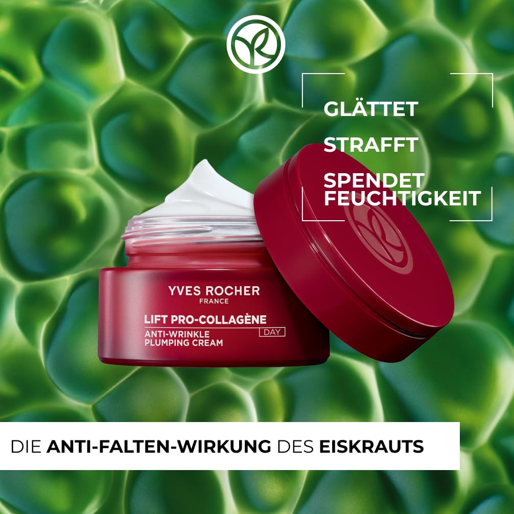 Yves Rocher LIFT Pro-COLLAGÈNE Anti-Falten Set – Tagescreme 50ml + Augenpflege 14ml – Mit Kollagen & Hyaluronsäure – Straffende Gesichtspflege & Glättende Augencreme