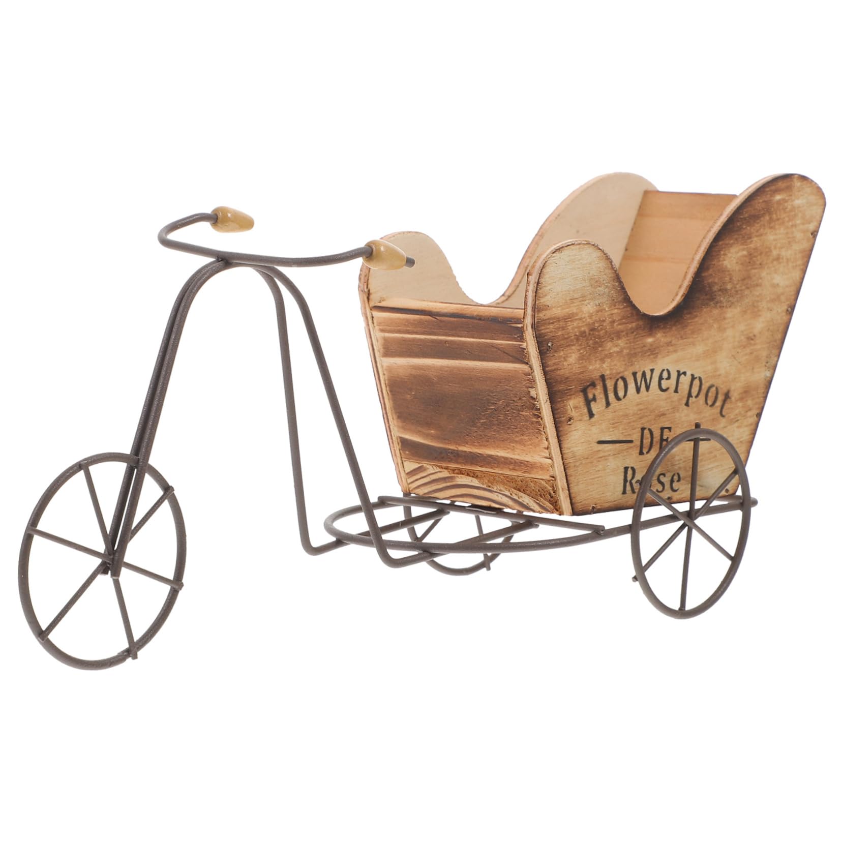 Wakauto Vintage Bicycle Planter Iron Bike Model for Desk Decor Unique Flower Pot Stand Eye Catching Miniature Bike Ornament for Home and Office Decoration