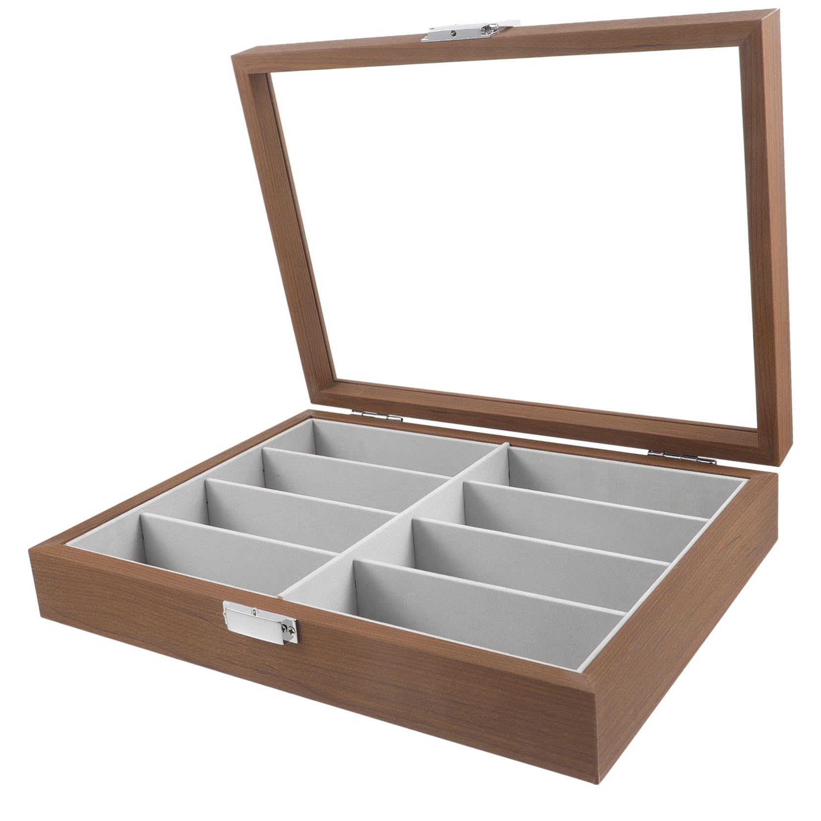 EXCEART Boîte à Lunettes Bois Emplacements avec Fenêtre Verre Transparent Organiseur de Rangement pour Lunettes de Soleil Vue Intérieur Feutre Protection Rayures pour Maison et Boutique