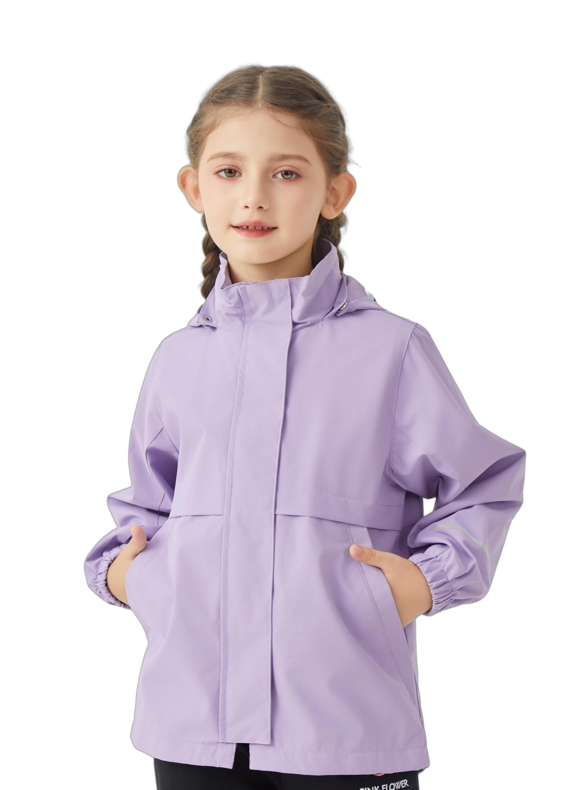 EIGIOO Boys Girls Waterproof Hooded Jackets Lightweight Soft Lining Kids Windbreaker Rain Coats