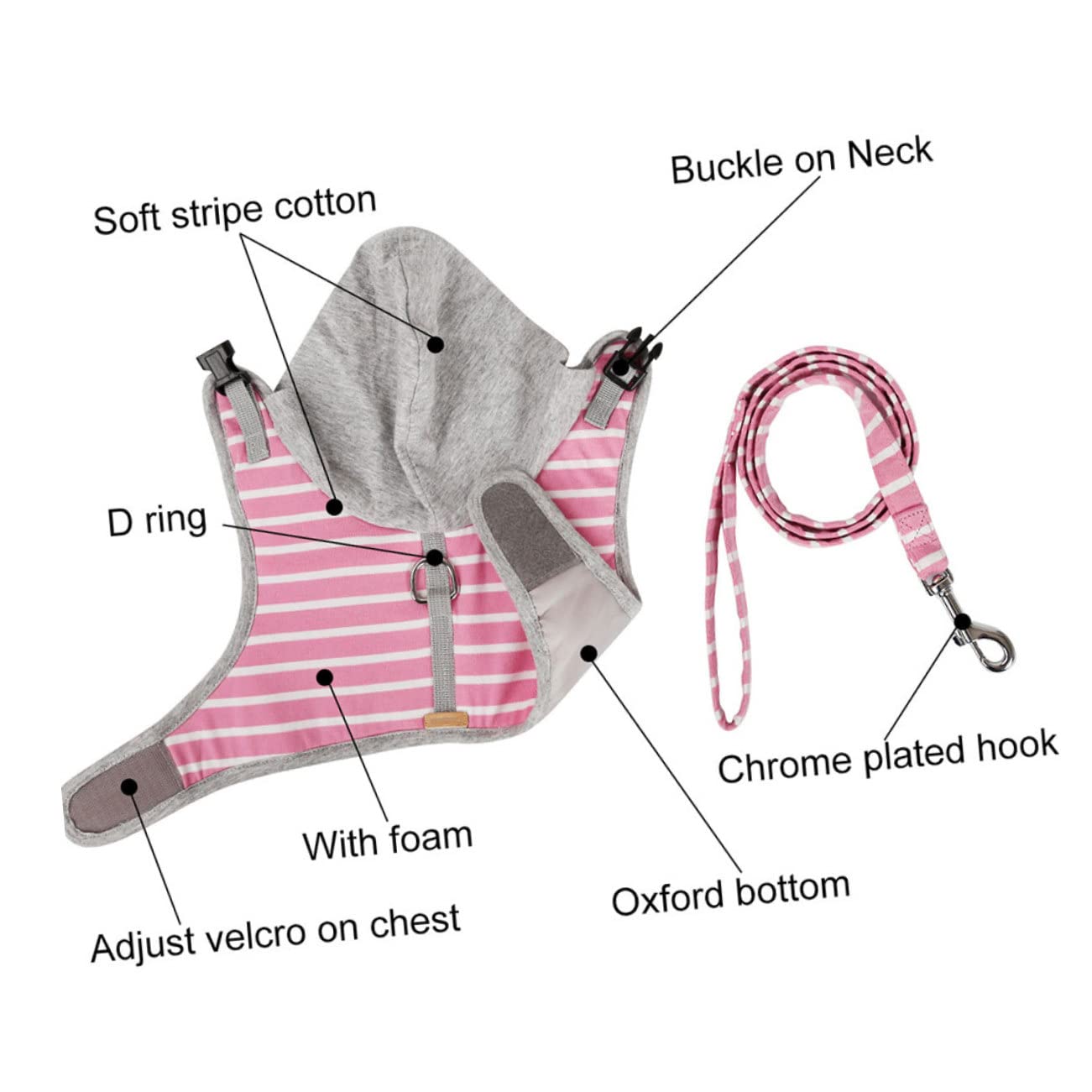 minkissy 2 Pezzi Gilet Anti-tiro Per Animali Domestici Per Esterni in Morbida Rete Per Gatti E Set Di Guinzaglio
