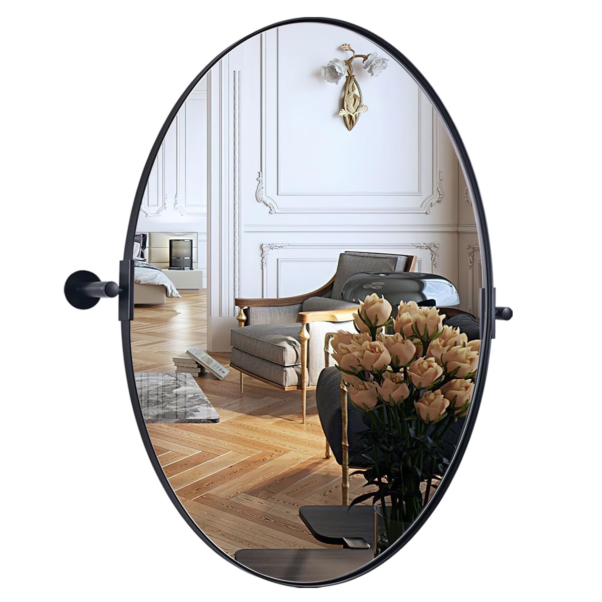 Andy Star 24 Inch Round Bathroom Mirror With Chrome Stainless Steel Frame - 4mm HD Glass, Wall Mounted Circle Mirror - View #2