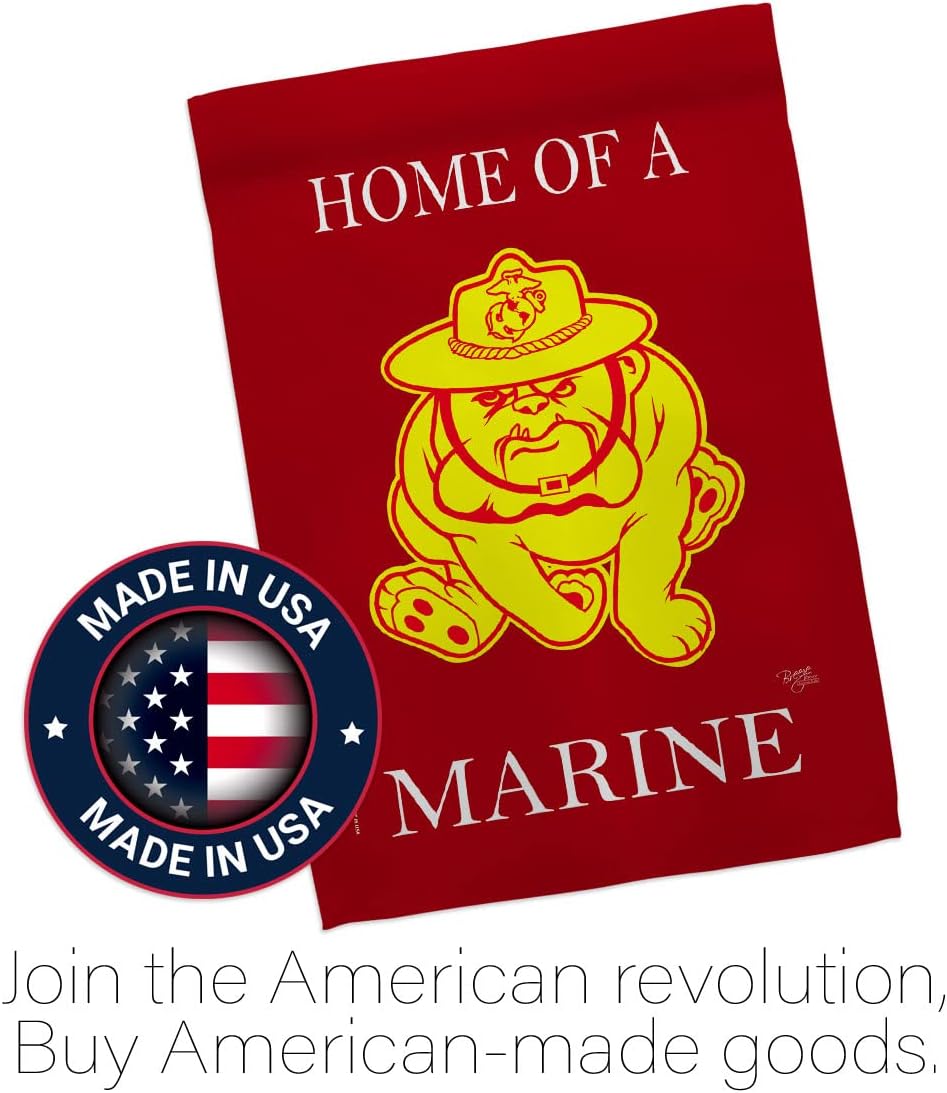Home of Marine Dog Garden Flag - Set Mailbox Hanger Armed Forces Corps USMC Semper Fi United State American Military Veteran Retire Official - House Banner Small Yard Gift Double-Sided 13 X 18.5