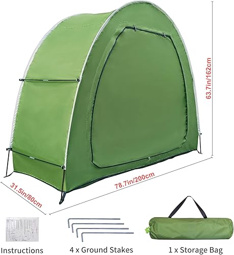 Miniatura 6 de HuaKastro Tienda de campaña de almacenamiento para bicicleta al aire libre para 2 bicicletas con revestimiento plateado, impermeable, cobertizo de