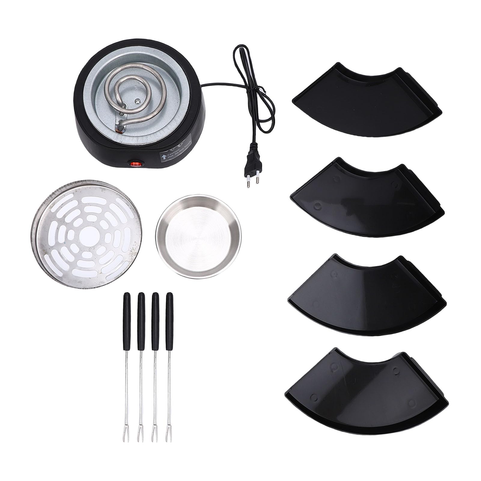 Greensen 2 en 1 Hacedor de Smores Eléctrico, Asador de Malvaviscos de Mesa y Olla de Fondue de Chocolate con 4 Tenedores para Asar y Bandejas Desmontables (Enchufe europeo 220V)