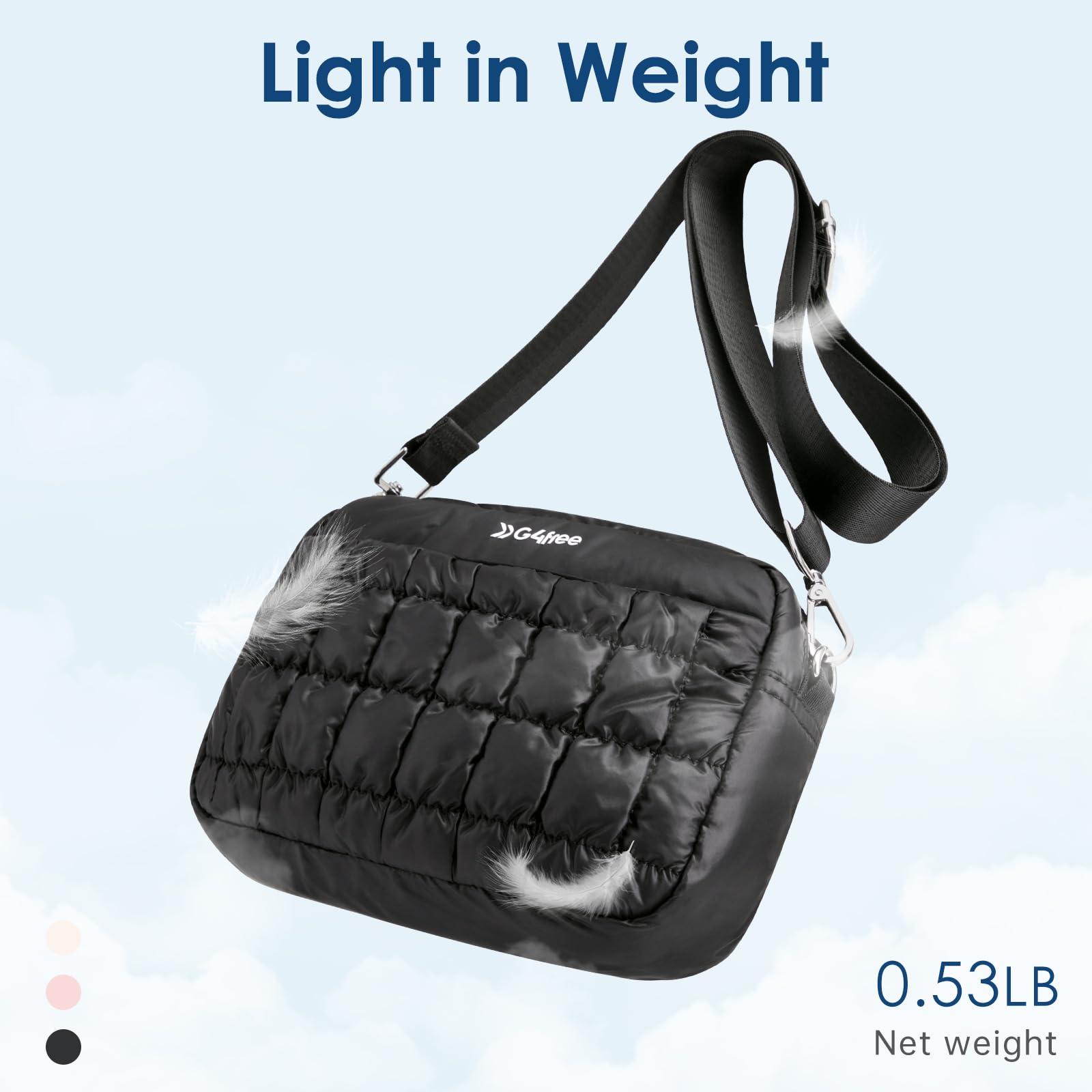 Bolso cruzado acolchado para mujer, bolso pequeño y ligero, informal, acolchado, bolso de mano de moda, Negro -, Bolso bandolera 5