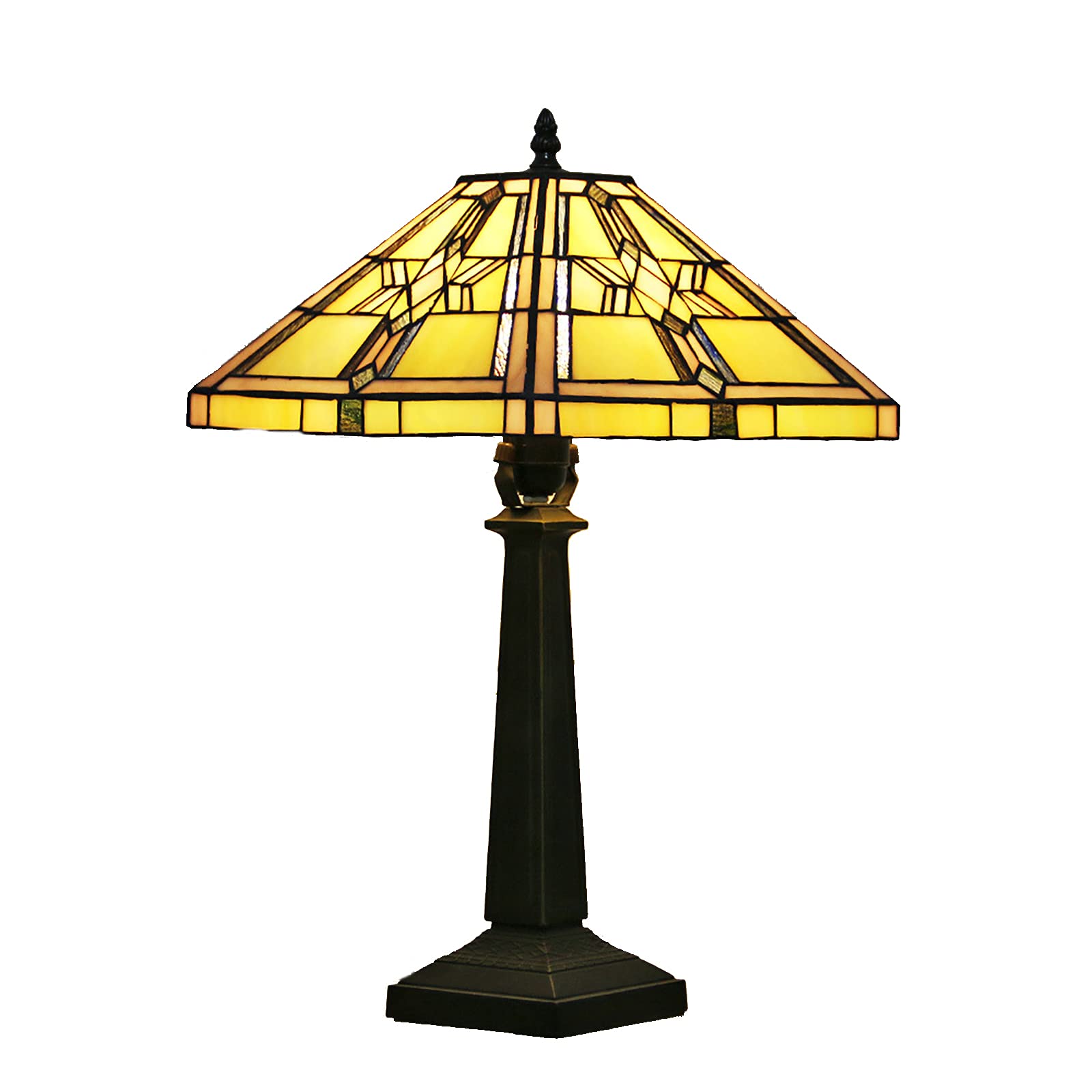 Lampada da scrivania in Stile Pastorale Lampada da Tavolo Tiffany Lampada da Lettura Paralume in Vetro colorato Giallo Base in Lega per Soggiorno Camera da Letto,A Needed