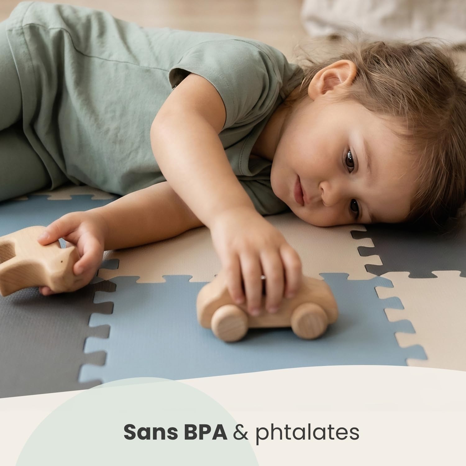 LittleTom 27 Pièces Tapis Puzzle Enfant - Certifié TÜV - 30x30 cm Dalles en Mousse EVA avec Bordures - Surface de Jeu pour l'Éveil - Carrés Puzzle Antidérapants - Revêtement pour Chambre des Petits - 3