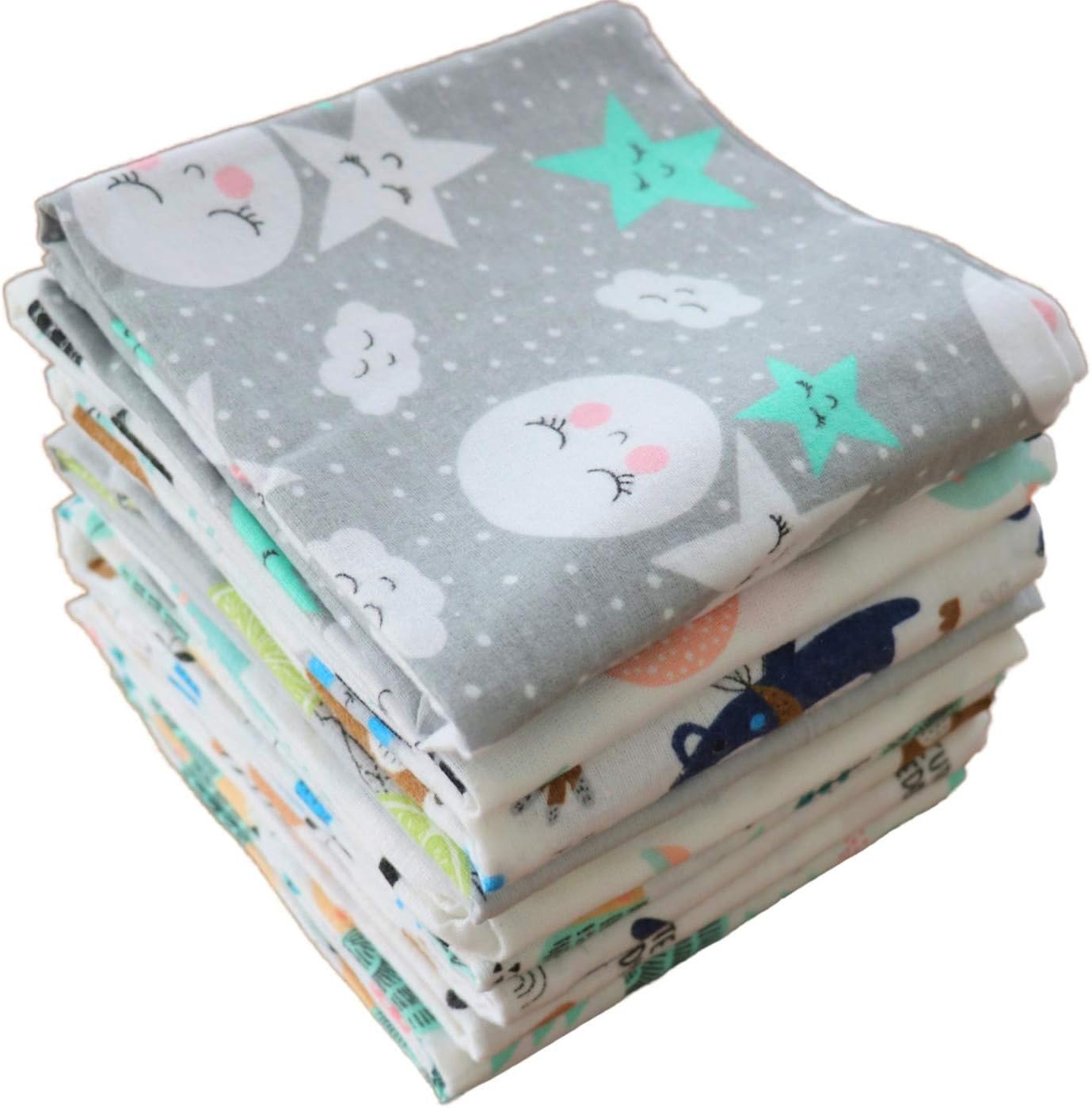 Baby Flannel Sheets 70x 80 cm - 10 Pack Unisex- Nappies soft and cuddly