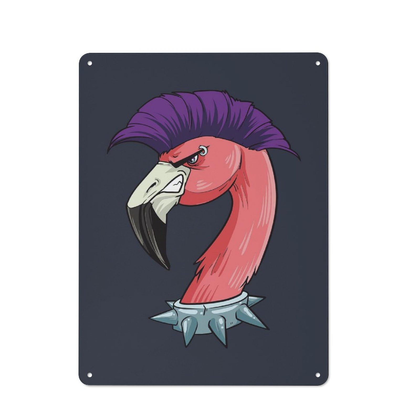 Vintage Punk Flamingo Tin Sign 40x30cm, Shed Wall Plaque for Garage, Workshop, Shed Or Utility Room