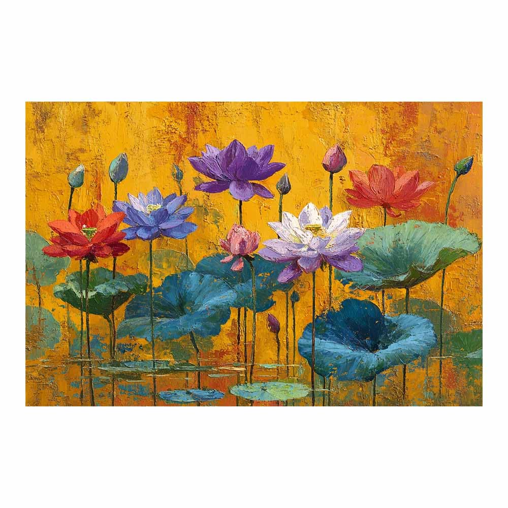 ZAMAEIU Forest Landscape Painting Lotuss-sketched clusters Canvas Artwork posters & prints Suitable for Living Room Bathroom Bedroom Home Wall Decoration(multicolored)-20x30cm Unframed