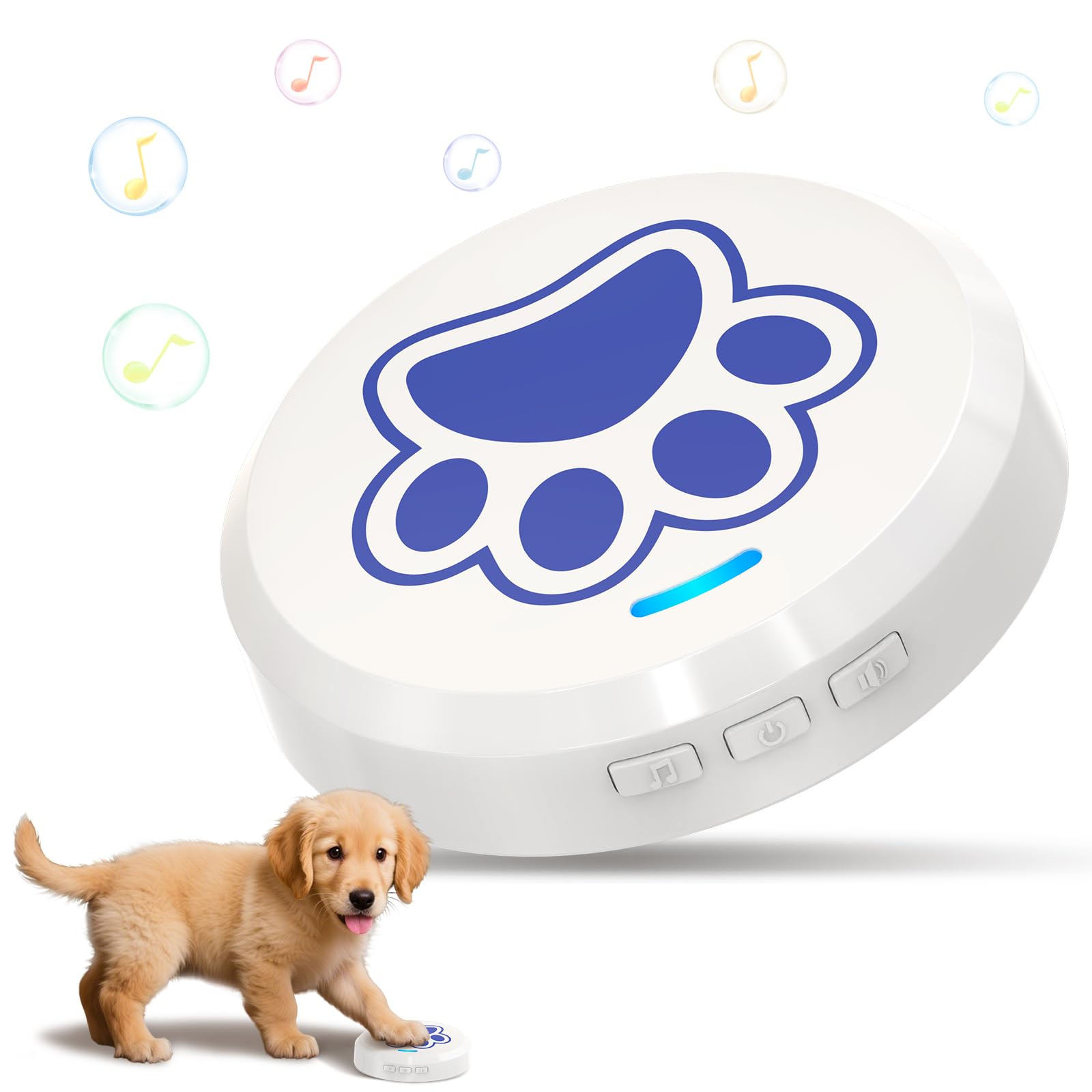 ChunHee Smart Dog Bells Toilet Training 0-115dB Volume Adjustable 28 Ringtones Dog Doorbell Puppy Training to Go Outside (Blue, 1 Pack)