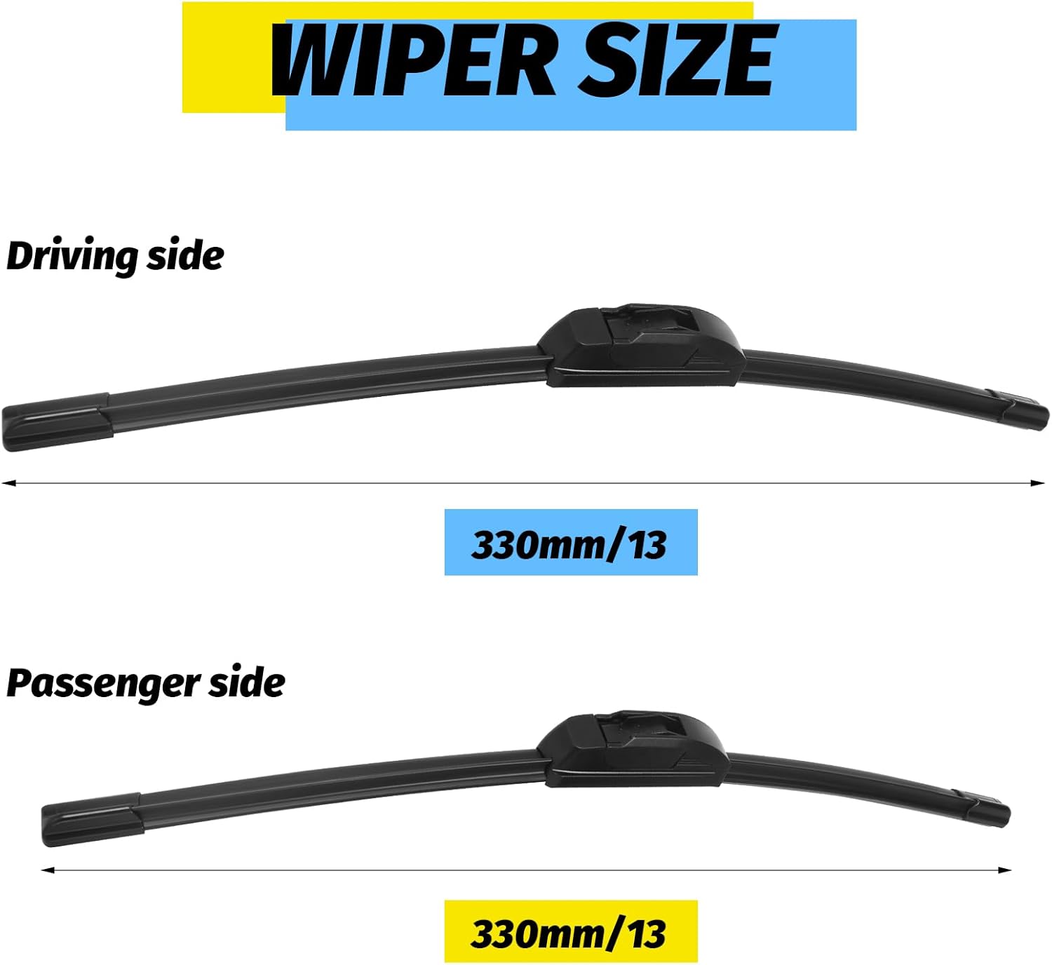 13"+13" Windshield Wiper Blade Replacement Kit for 1997-2006 Wrangler, 1978-1994 911, 1986-1995 Samurai - OEM Quality All Season Windshield Wiper U/J Hook (Set of 2)