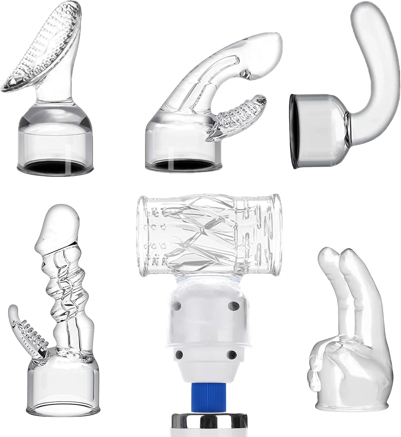 6Pcs Massage Gun Magic Wand Attachments Accessories Massage Stick Headgear Wand Caps Couples Adult Toys Funy fit for Hitachi Mini Magic Wand Inner Diameter 1.77 inch