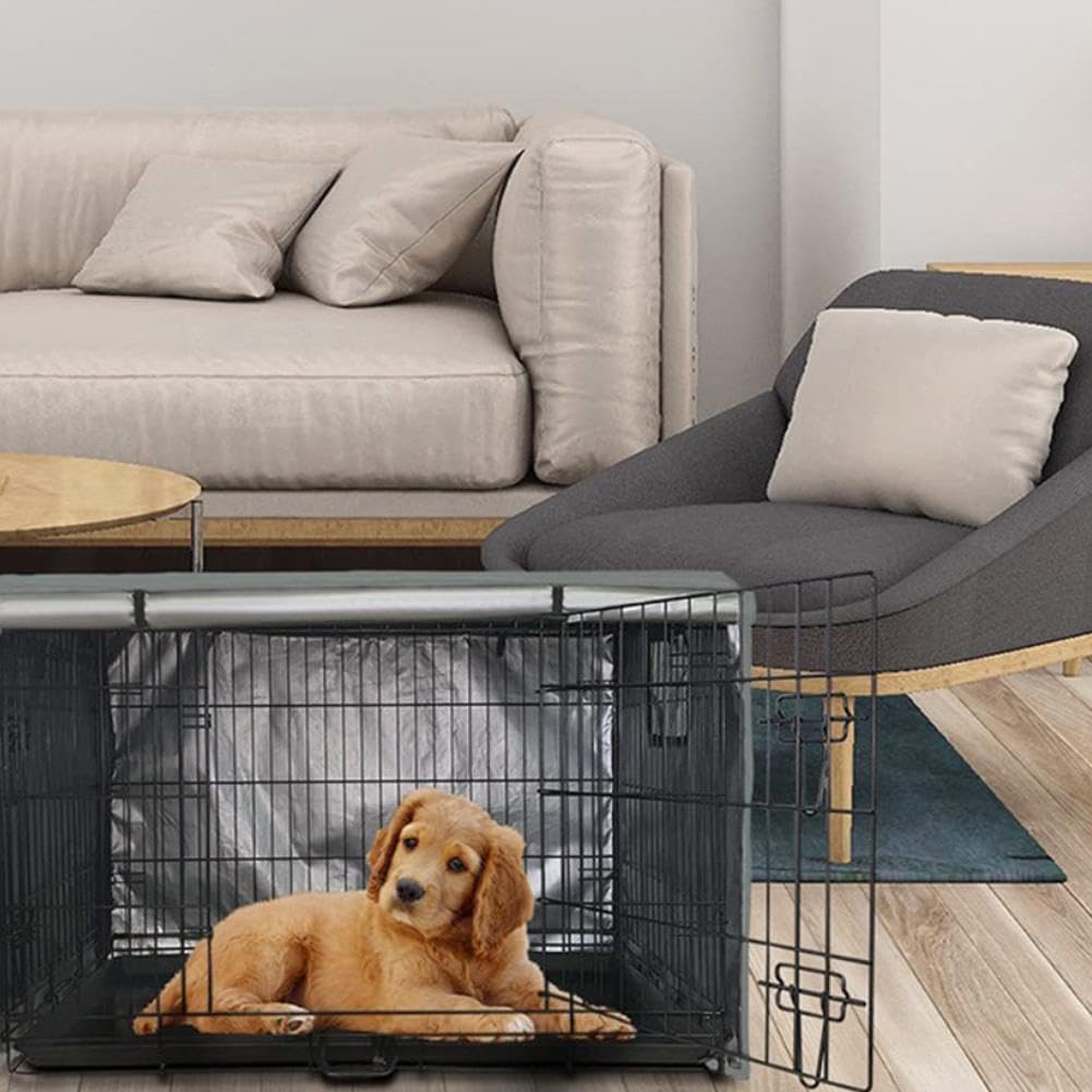 Housse de cage pour chien Oxford coupe-vent avec fenêtre respirante pour chien, convient aux caisses, à la plupart des fils