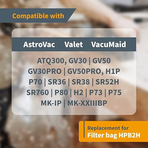 Miniatura 6 de POWERTEC 75046V - Bolsas de filtro de 5 capas para aspiradoras AstroVac Valet y VacuMaid HPB2HPK y HPB2H 3 unidades