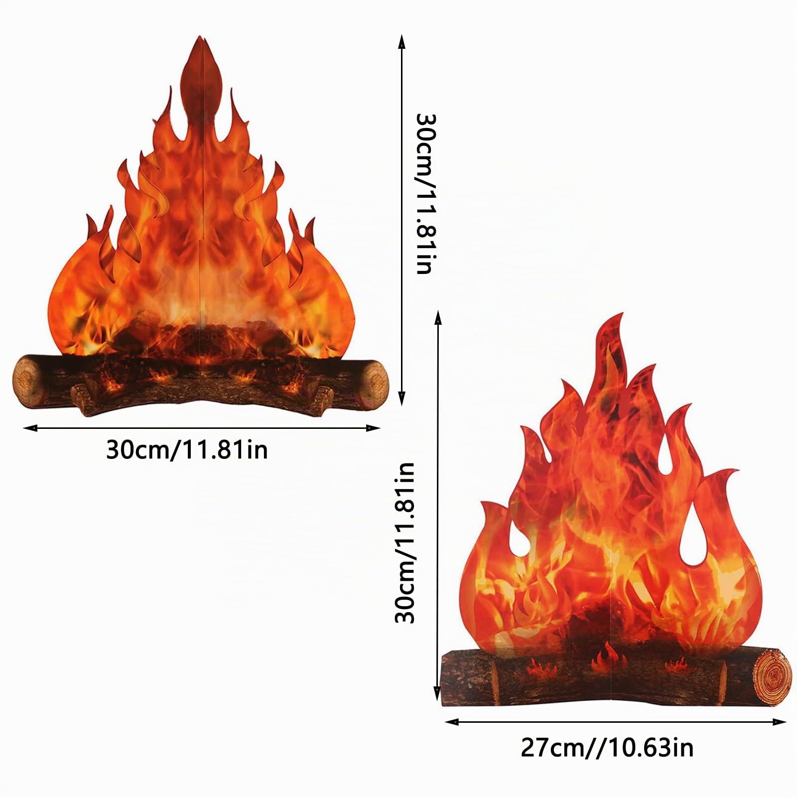 4 Pezzi Falso Fiamma Carta Partito Decorativo, 3D Decorativo Campfire, Artificiale Finta Fiamma, per Falò Decorazione, Decorazione Campeggio, Oggetti Scena