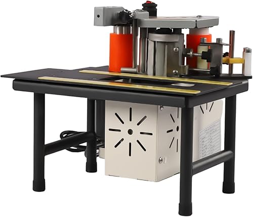 Máquina de bandas de borde de 900 W, banda de borde de PVC/madera resistente con pegamento de doble cara, temperatura ajustable (248-356°F) y altura