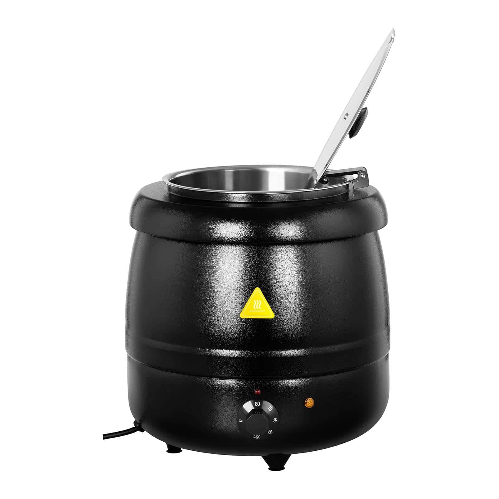 Royal Catering Soupière électrique Professionnelle RCST-10BB (10 litres, 400 W, 35-80 °C, Boîtier Noir, Cuve Amovible Et Couvercle en INOX)