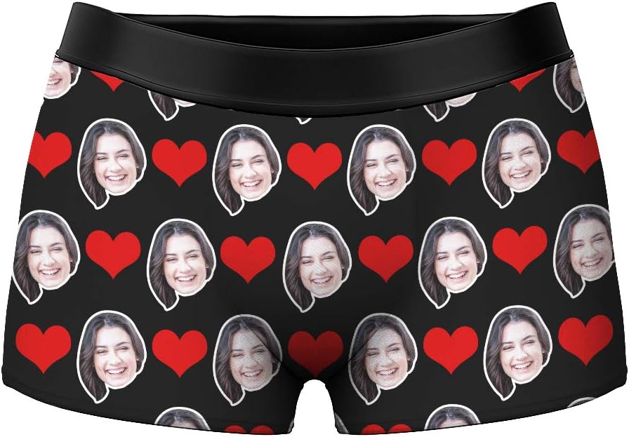 Custom Couple Underwear for Men Women, Personalized Face on Novelty Boxers Briefs Panties, Funny Gag Comical for Her Him