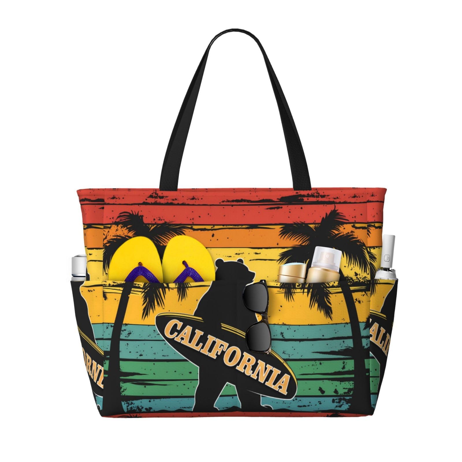 BJQ Beach Tote Bag for Women Beach Bag Waterproof and Sandproof Tote Bag with Wet Bag Large Travel Bag for Weekend Travel