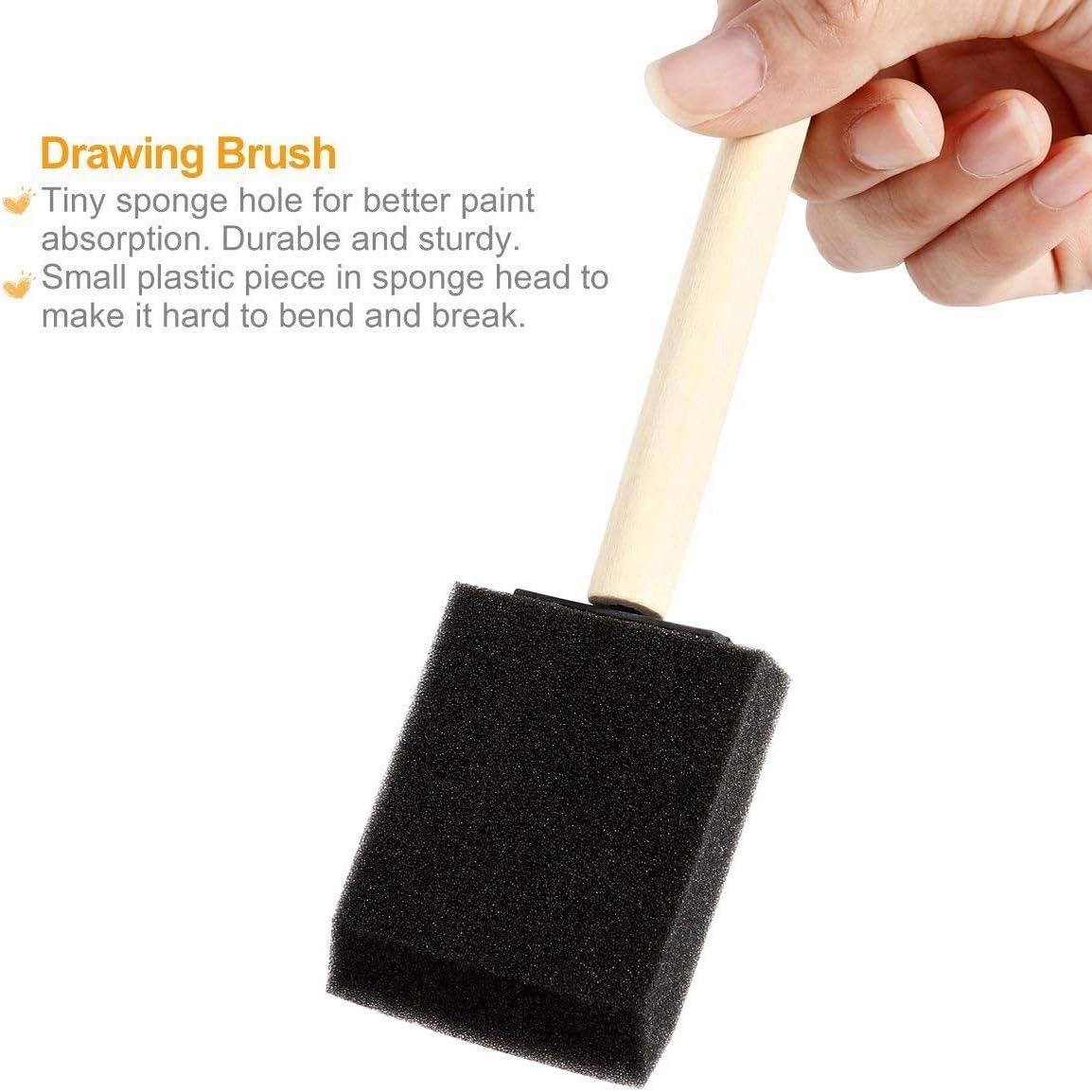 ZHONGJIUYUAN 30-Pack 3" Poly Foam Brushes with Wooden Handles for Any Professional Paint Job, Oil Stain, Watercolor, Art & Craft Project