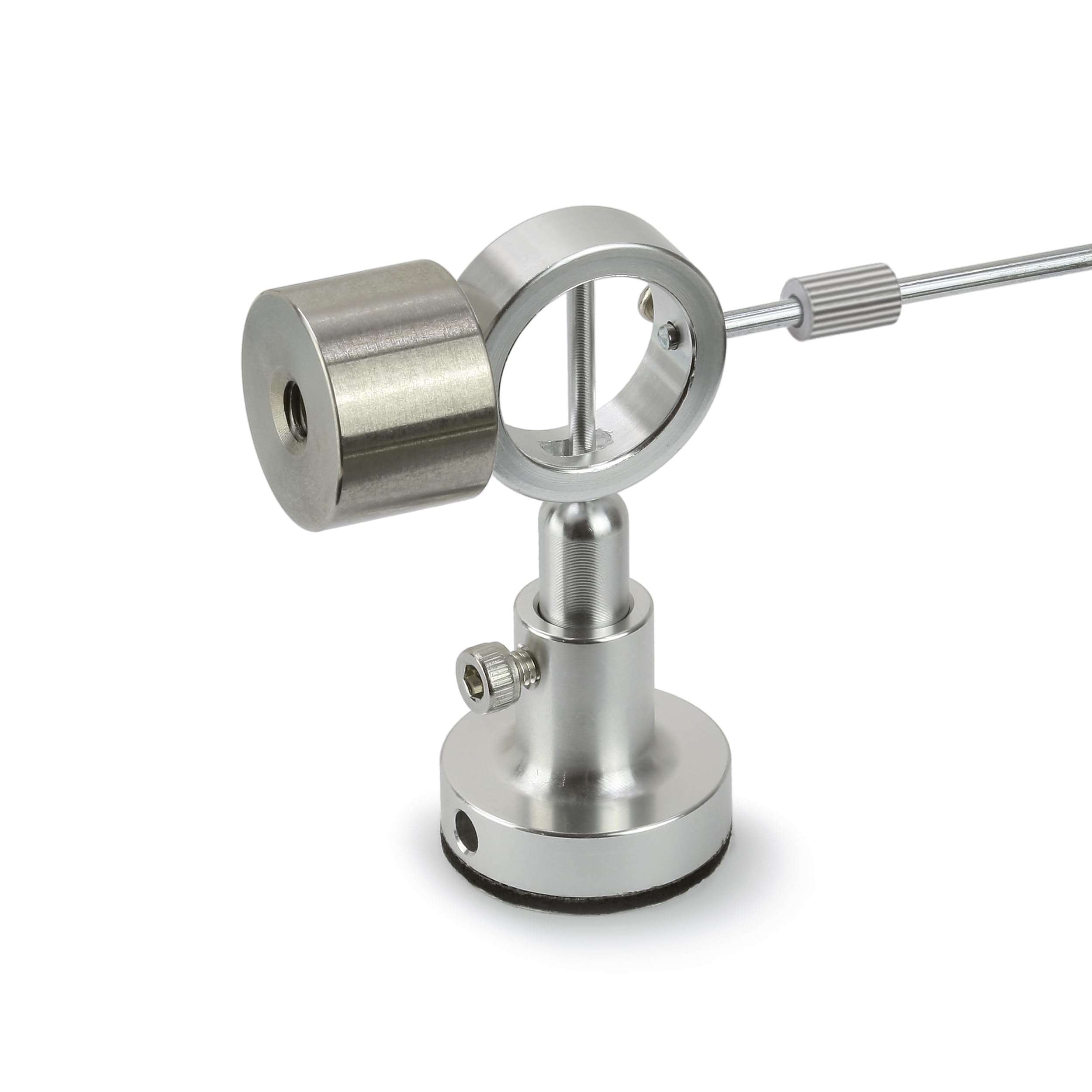 Dynavox spazzola di pulizia per dischi in vinile, braccio di pulizia autoadesivo in alluminio con spazzole in pelo di capra, regolabile in altezza, incl. spazzola per aghi
