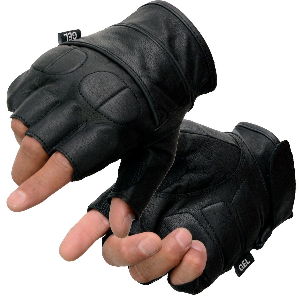 Milwaukee Leather Men's Fingerless Motorcycle Riding Hand Gloves - 2X-Large