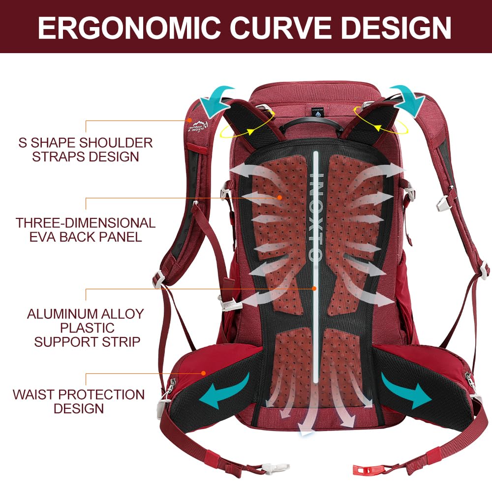 INOXTO 40L Hiking Backpack, Camping Backpack with Waterproof Rain Cover for Men, Outdoor Sport Travel Daypack for Climbing
