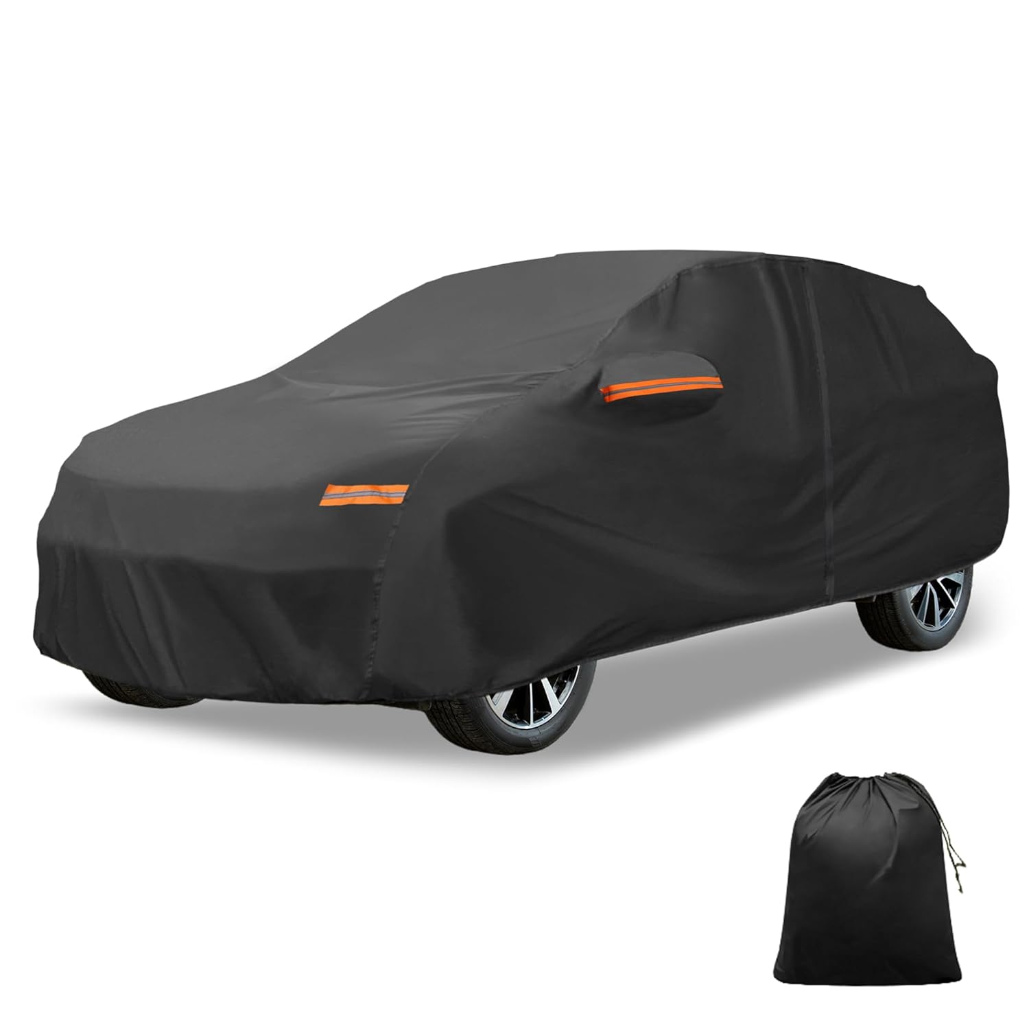 X AUTOHAUX Car Cover Outdoor Waterproof Sun Rain Snow Hail Protection with Left Side Door Zipper 210D-PU for