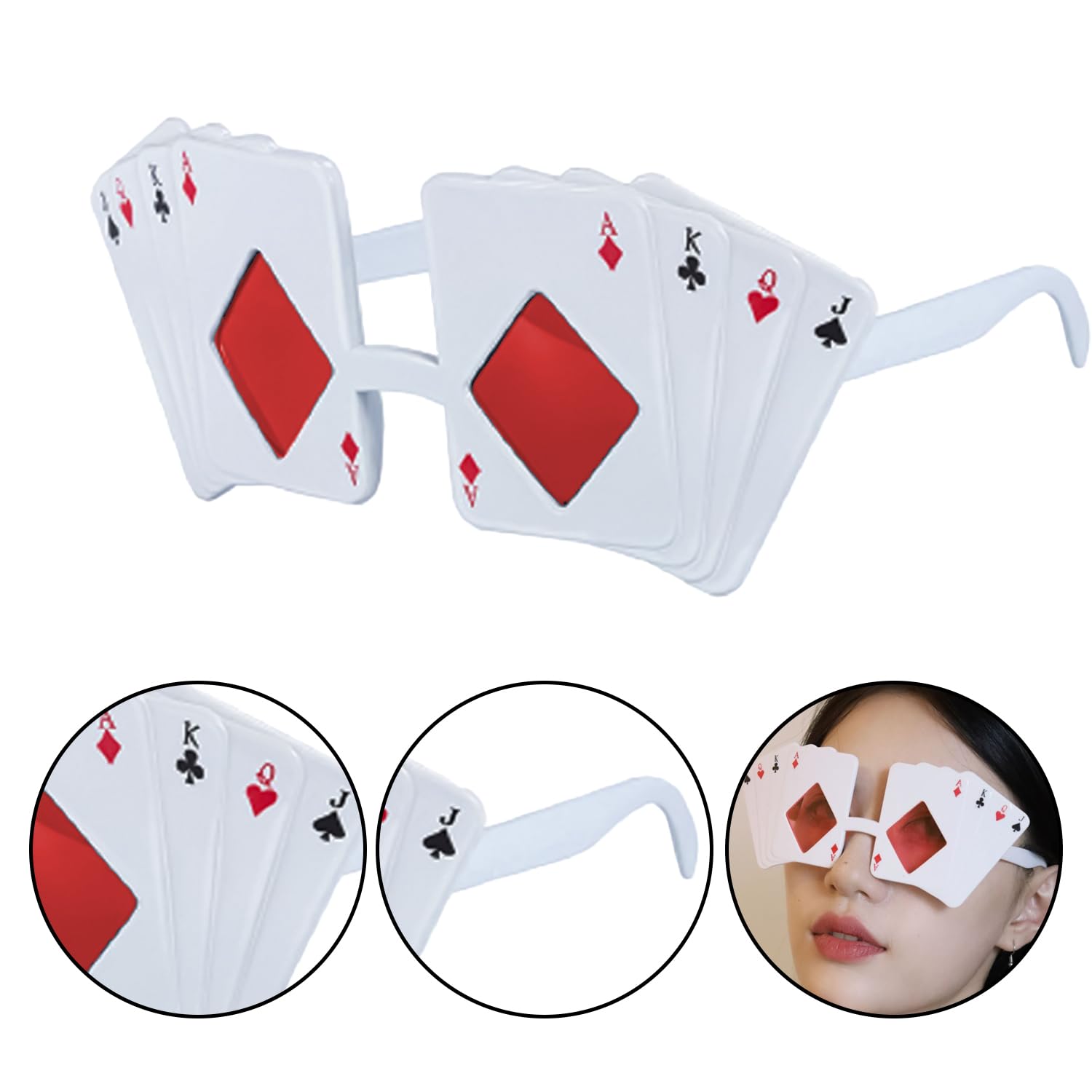 AOVNA Poker Cards Sunglasses Funny Glasses Silly Sunglasses Party Favors Glasses Halloween Decorative Party Accessories for Men Women - Image 2