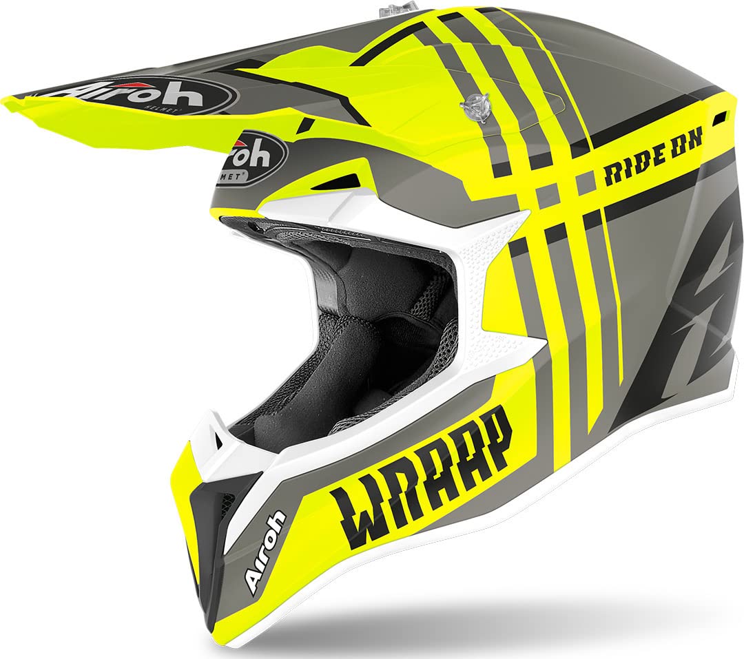 Airoh Wraap Broken Off Road Motorcycle Motocross Small Yellow Matt Helmet