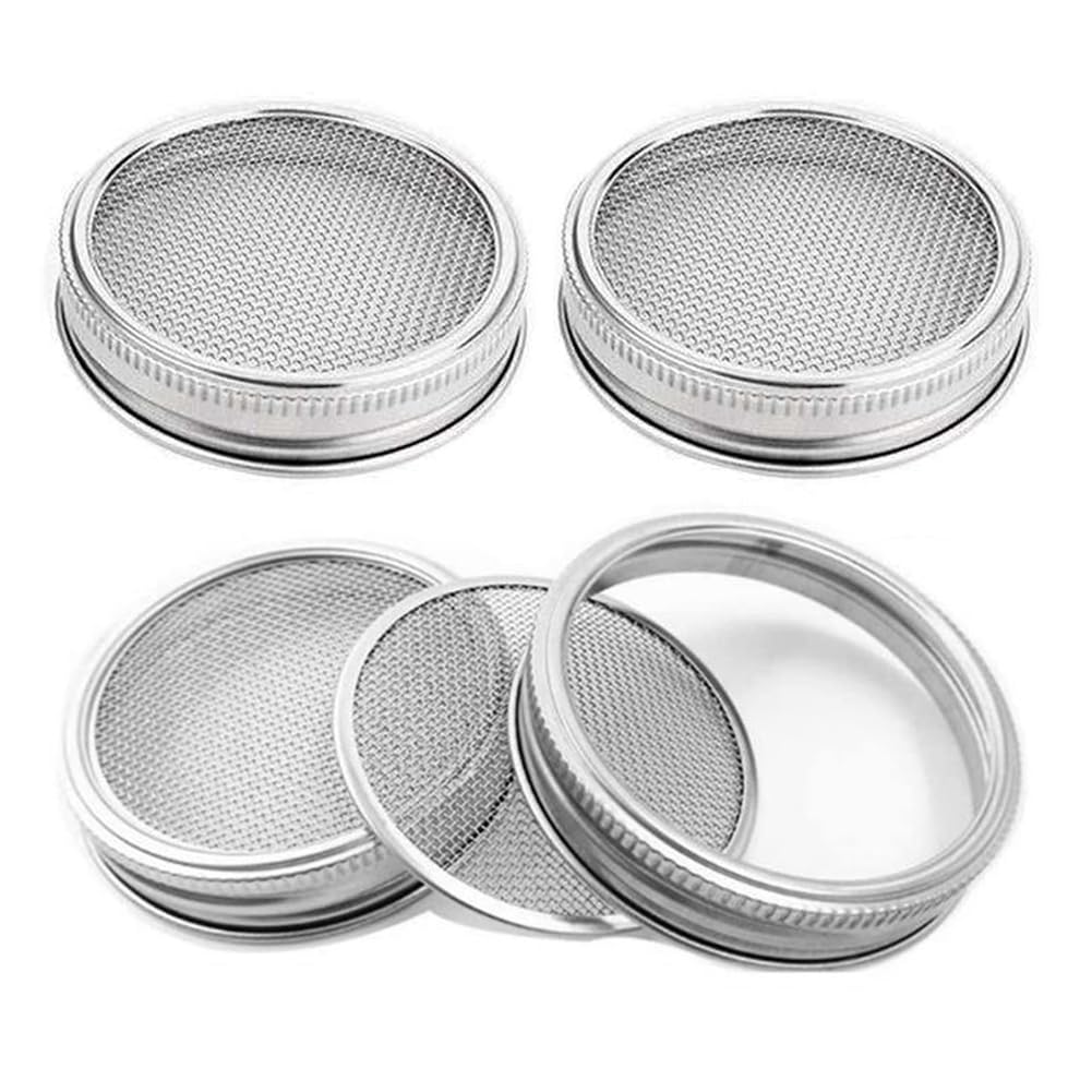 CTRLZS 4 PCS Sprouting Jar Lid Silver Stainless Steel 86mm for Wide and Wide Mouth Jar for Growing Sprouts