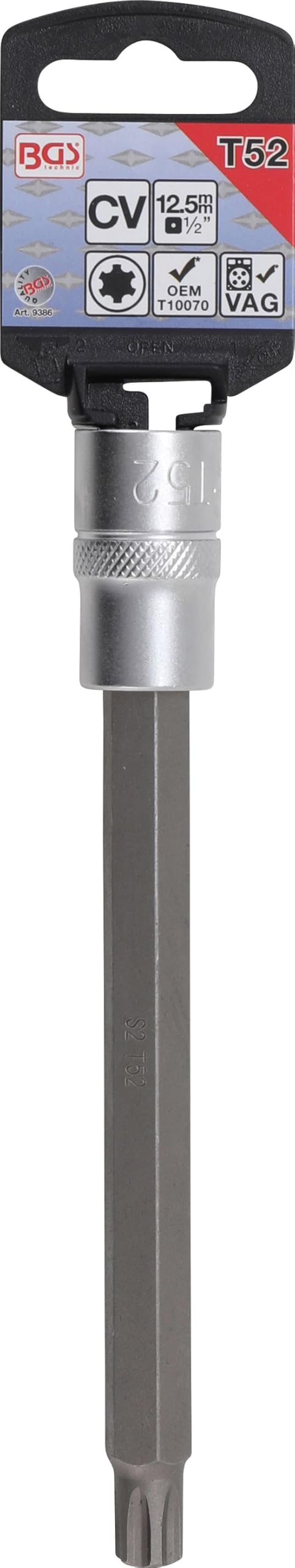 BGS 9386 | Bit-Einsatz | Länge 168 mm | 12,5 mm (1/2") | für VAG Polydrive Zylinderkopfschrauben