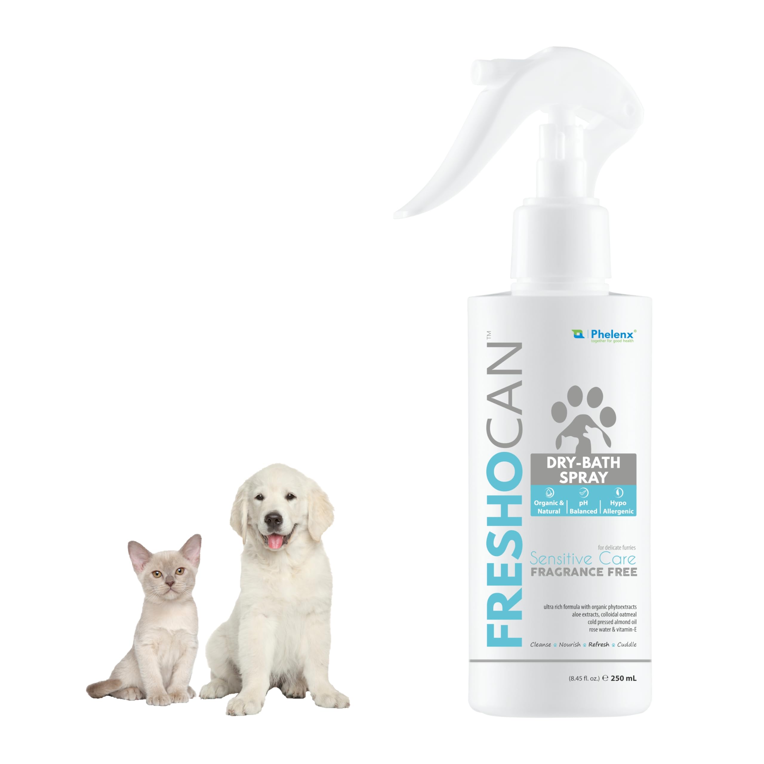 PHELENX | Freshocan - Fragrance Free Dry Bath Spray for Puppies, Kitten, Sensitive Dogs & Cats | 250 mL (Ultra Mild) (B09BC6FS83) Amazon Price History, Amazon Price Tracker